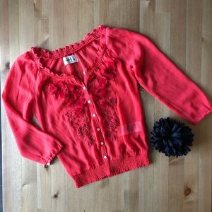 Abercrombie kids sheer red blouse